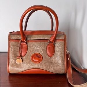Classic Dooney and Bourke Tan and Brown Leather Vintage Handbag